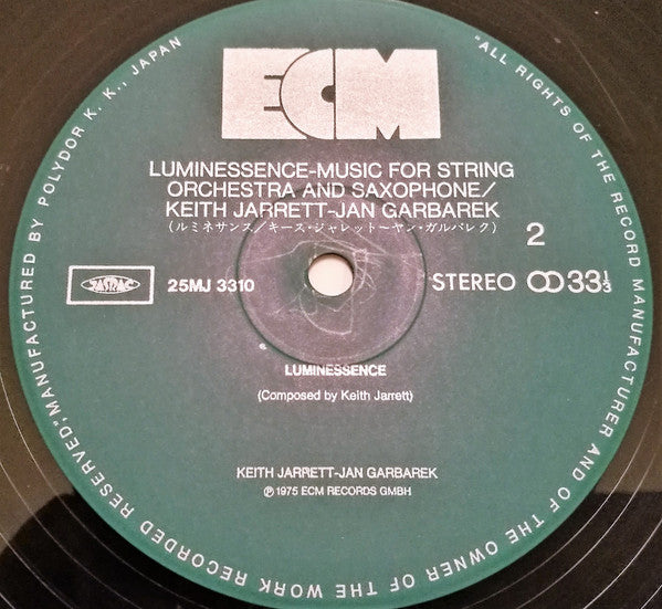 Keith Jarrett / Jan Garbarek - Luminessence (LP, Album, RE)