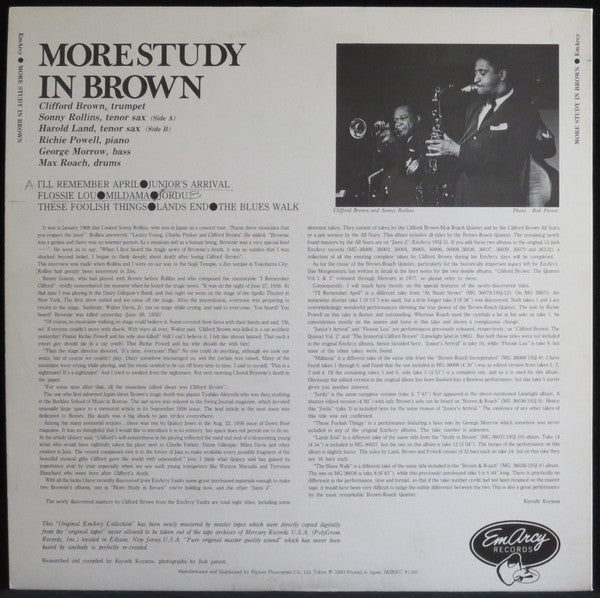 Clifford Brown - More Study In Brown (LP, Album, Mono)