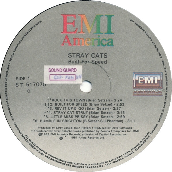 Stray Cats - Built For Speed (LP, Album, Comp, Club, Qua)