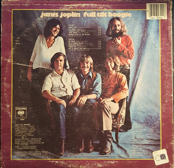 Janis Joplin / Full Tilt Boogie* - Pearl (LP, Album, CX )