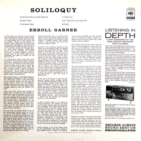 Erroll Garner - Soliloquy (LP, Album, RE)