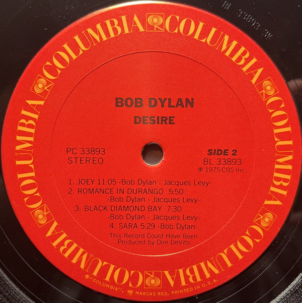 Bob Dylan - Desire (LP, Album, Pit)