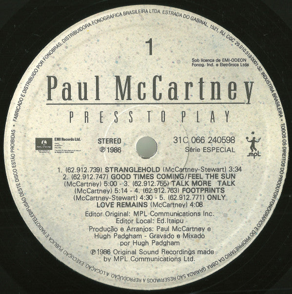 Paul McCartney - Press To Play (LP, Album, Gat)