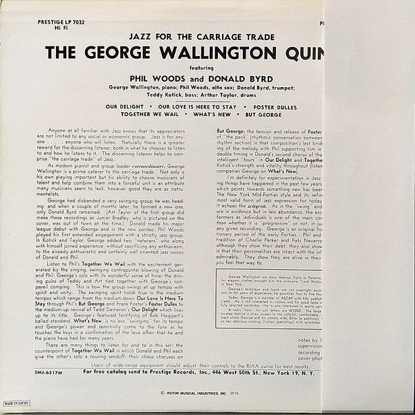 George Wallington Quintet - Jazz For The Carriage Trade(LP, Album, ...