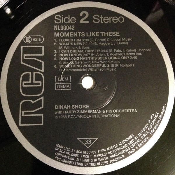 Dinah Shore - Moments Like These (LP, RE)