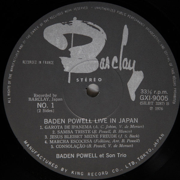 Baden Powell - Live In Japan (LP, Album, RE)