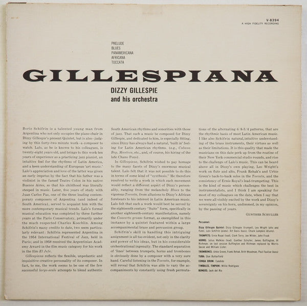 Dizzy Gillespie And His Orchestra - Gillespiana (LP, Album, Mono)