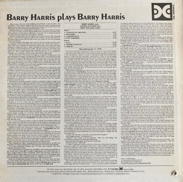 Barry Harris (2) - Barry Harris Plays Barry Harris (LP, Album)