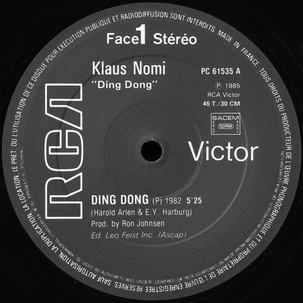Klaus Nomi - Ding Dong (12"", Single)