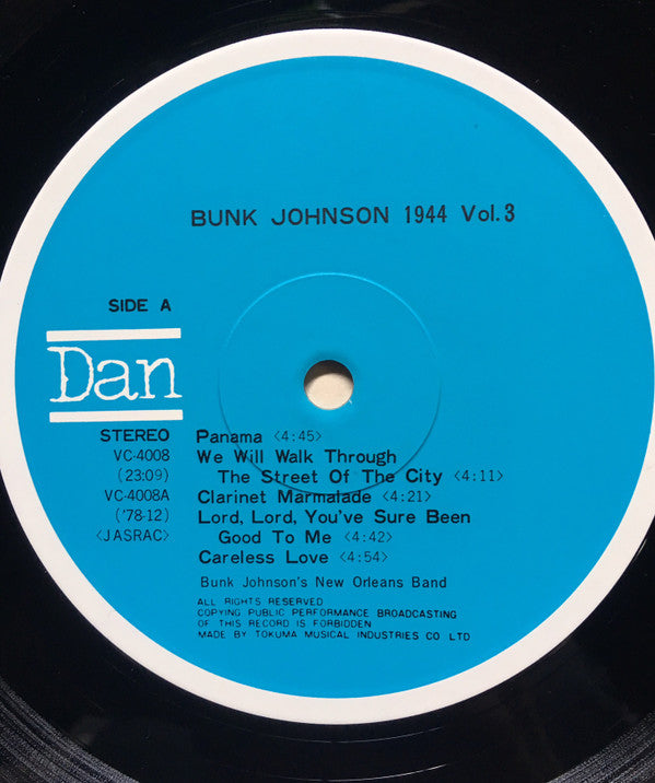 Bunk Johnson And His New Orleans Band - Bunk Johnson 1944 Vol. 3(LP...