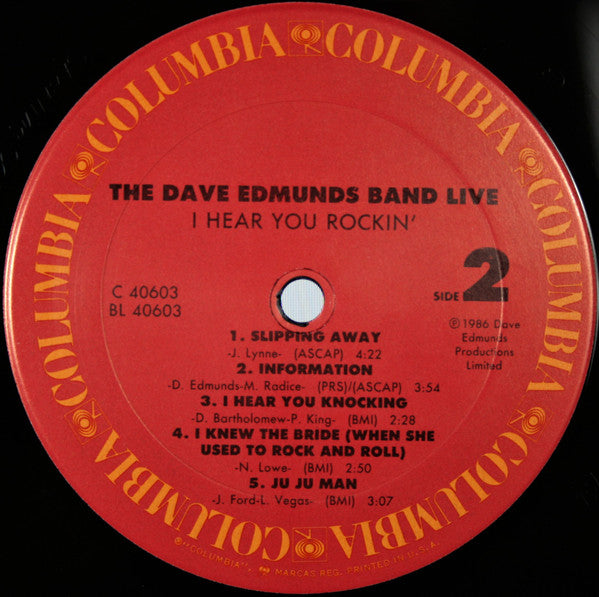The Dave Edmunds Band Live* - I Hear You Rockin' (LP, Album, Car)