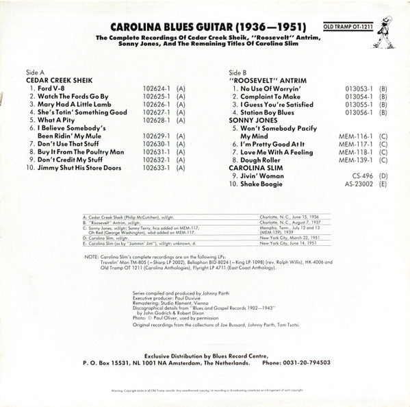 Various - Carolina Blues Guitar (1936-1951) (LP, Comp, Mono)