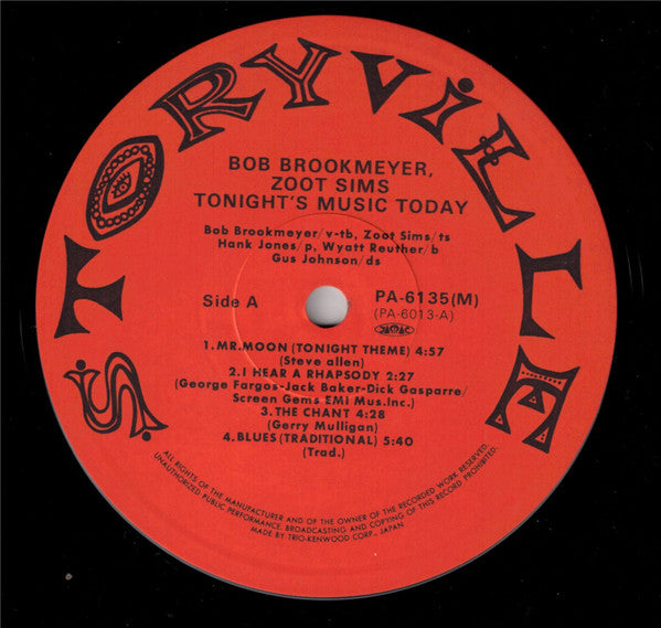 Zoot Sims And Bob Brookmeyer - Tonite's Music Today (LP, Album, RE)