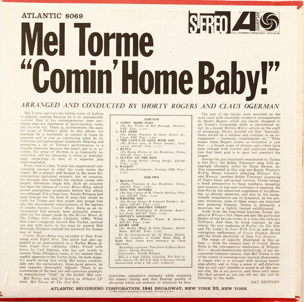 Mel Torme* - Comin' Home Baby! (LP, Album, MGM)