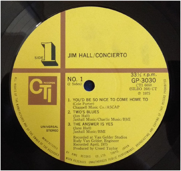 Jim Hall - Concierto (LP, Album, Gat)