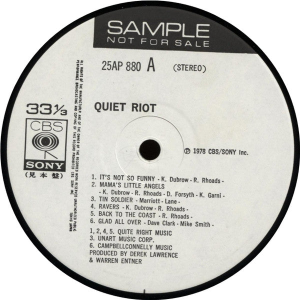 Quiet Riot - Quiet Riot (LP, Album, Promo)