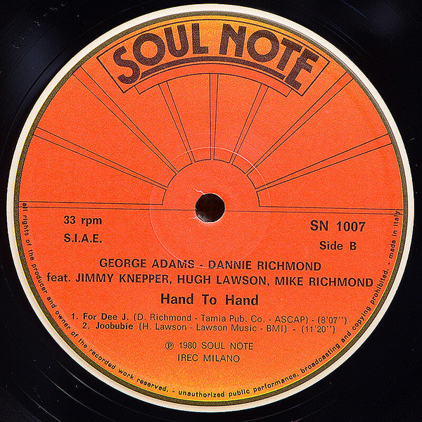 George Adams - Dannie Richmond - Hand To Hand (LP, Album)