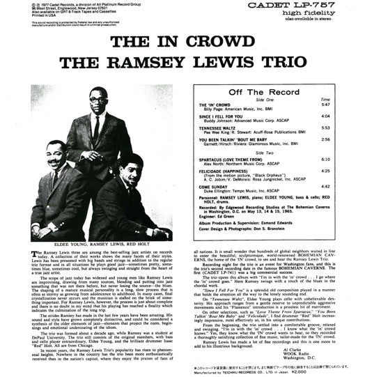 The Ramsey Lewis Trio - The In Crowd (LP, Album, RE)