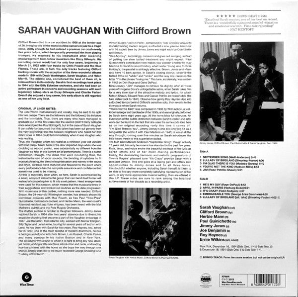 Sarah Vaughan - Sarah Vaughan With Clifford Brown(LP, Album, Ltd, R...