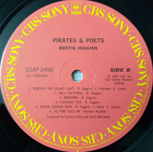 Bertie Higgins - Pirates And Poets (LP, Album)