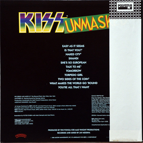 Kiss - Unmasked (LP, Album, Sub)