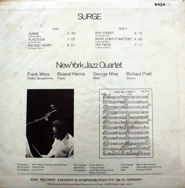 New York Jazz Quartet - Surge (LP, Album, Ltd, RE)