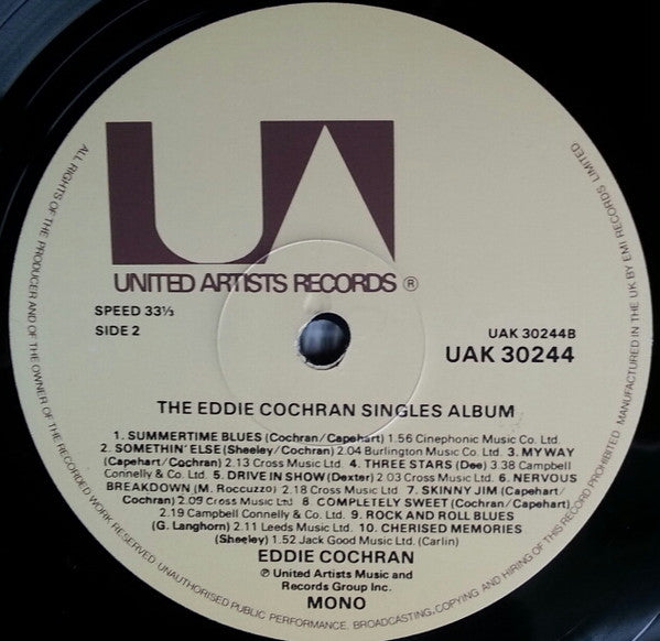 Eddie Cochran - The Eddie Cochran Singles Album (LP, Comp, Mono)