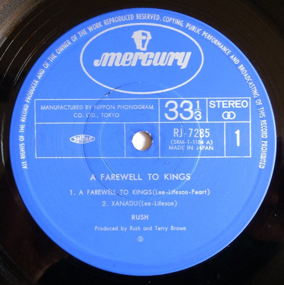 Rush - A Farewell To Kings (LP, Album, Gat)