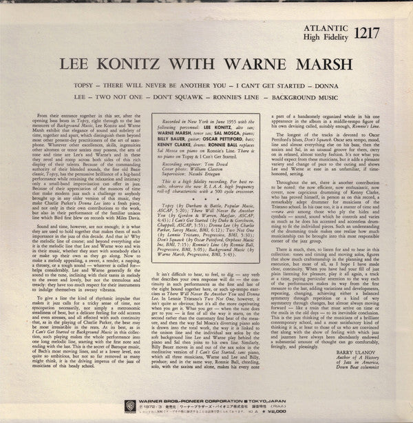 Lee Konitz & Warne Marsh - Lee Konitz With Warne Marsh (LP, Album, RE)