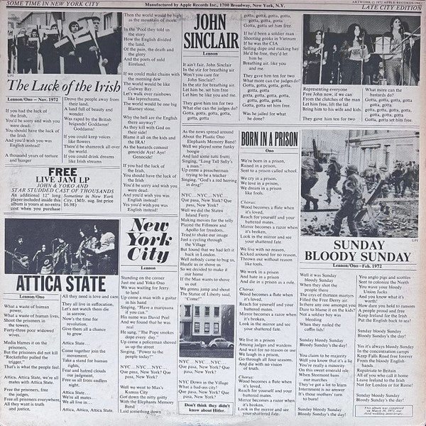 John Lennon & Yoko Ono - Some Time In New York City(2xLP, Album, Win)