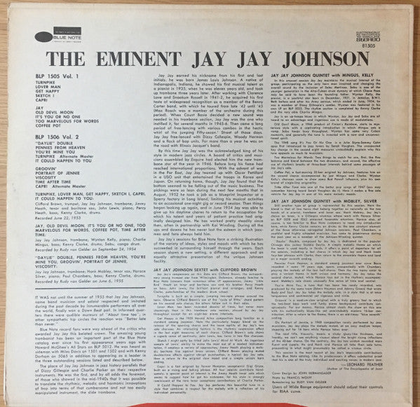 Jay Jay Johnson* - The Eminent Jay Jay Johnson Volume 1 (LP, Comp, RE)