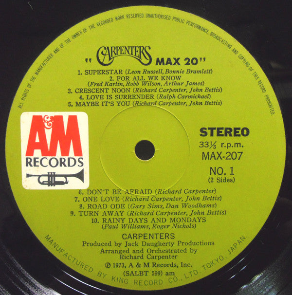 Carpenters - Super Max 20 (LP, Comp)