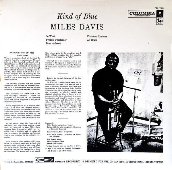 Miles Davis - Kind Of Blue (LP, Album, RE)