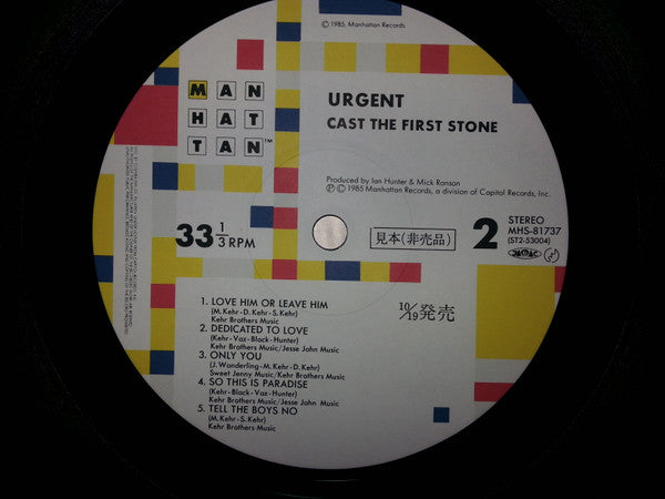 Urgent (2) - Cast The First Stone (LP, Album, Promo)