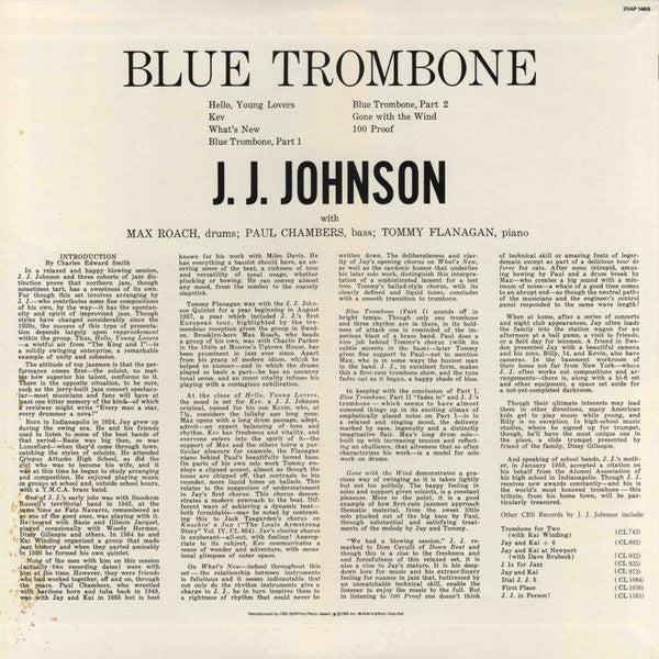 J.J. Johnson - Blue Trombone (LP, Album, Mono, RE)