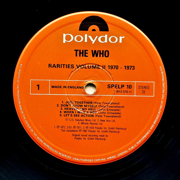 The Who - Rarities Vol. 2 ""1970-1973"" (LP, Comp)