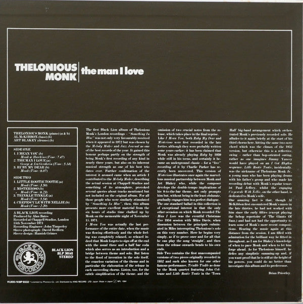 Thelonious Monk - The Man I Love (LP, Album, RE)
