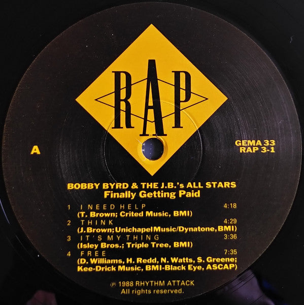 Bobby Byrd & The J.B.'s All Stars - Finally Getting Paid (LP, Album)