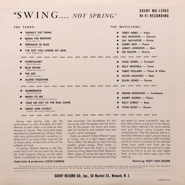 Various - Swing... Not Spring! (LP, RE)