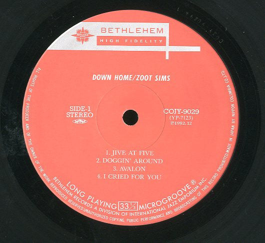 Zoot Sims - Down Home (LP, Album, Ltd, RE)