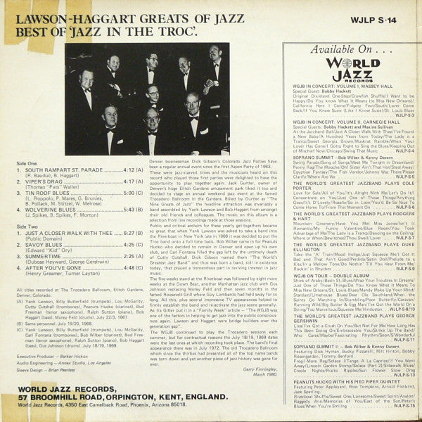 Yank Lawson - Greats Of Jazz - Best Of Jazz In The Troc(LP, Album)