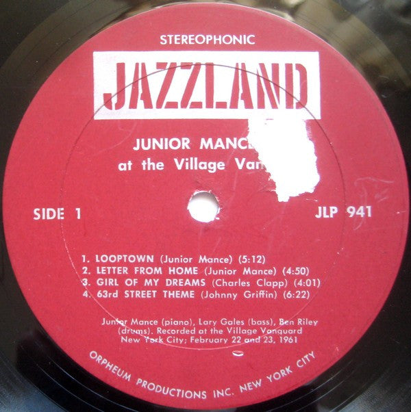 Junior Mance Trio - At The Village Vanguard (LP, Album, RE)