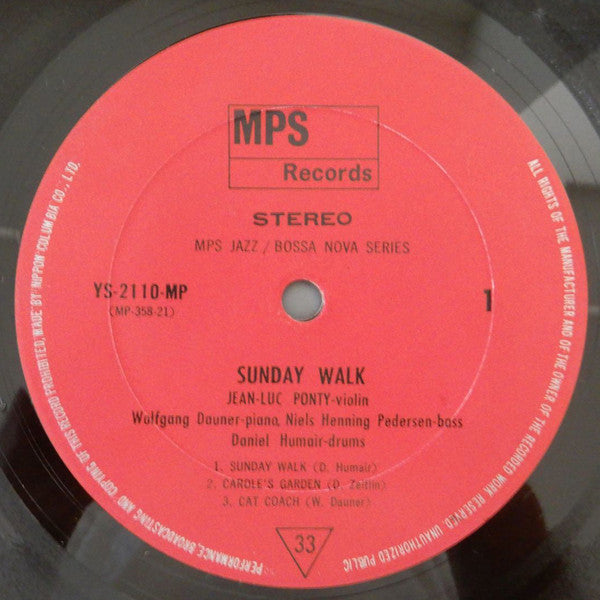 Jean-Luc Ponty - Sunday Walk (LP, Album, Gat)