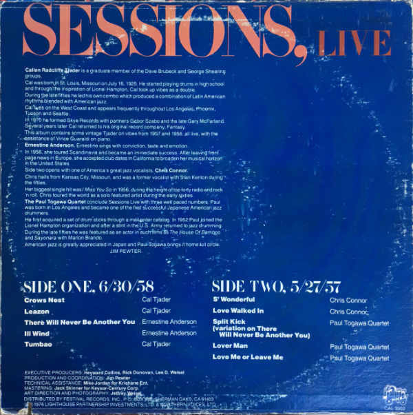 Cal Tjader, Chris Connor And Paul Togawa - Sessions, Live (LP)