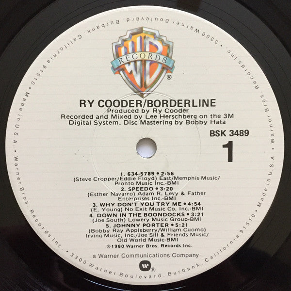 Ry Cooder - Borderline (LP, Album, Los)