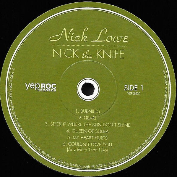 Nick Lowe - Nick The Knife (LP, Album, RE, RM + 7"", Single)