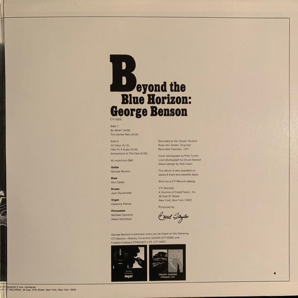 George Benson - Beyond The Blue Horizon (LP, Album, RE, Mat)