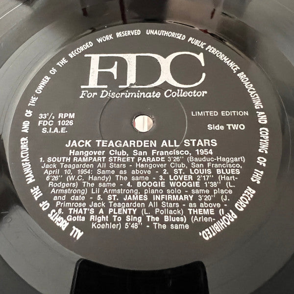 The Jack Teagarden All-Stars - Hangover Club, San Franisco, 1954 (LP)