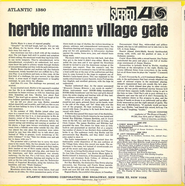 Herbie Mann - Herbie Mann At The Village Gate (LP, Album, RE, Pre)