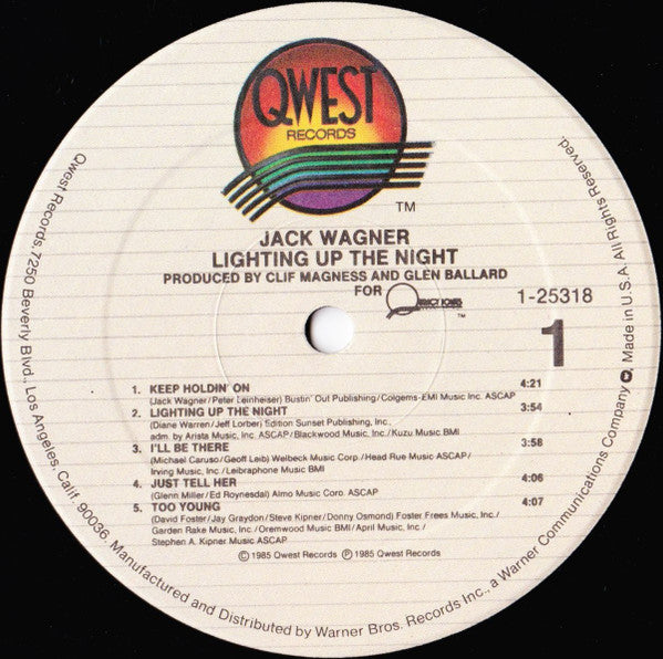 Jack Wagner - Lighting Up The Night (LP, Album, SRC)